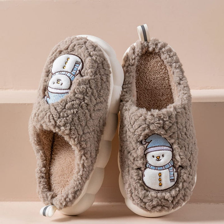 Snowman Christmas Slippers Coffee / US 8-9 / UK 6-7 / EU 39-40