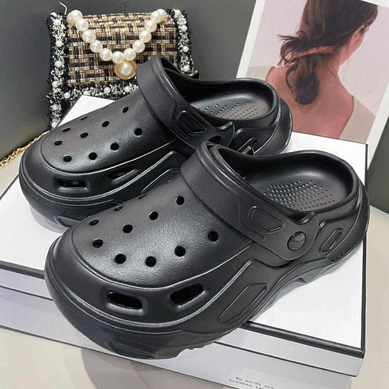 Fleece-lined Platform Slippers Black Without Cotton Cover / US 4.5-5 / UK 2.5-3 / EU 35-36