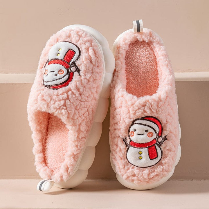 Snowman Christmas Slippers Pink / US 4.5-5 / UK 2.5-3 / EU 35-36