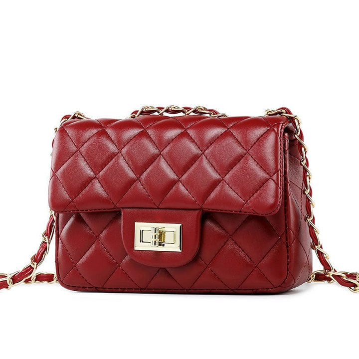 Elegant Chain Shoulder Bag Wine Red
